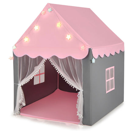 Kids Playhouse Tent with Star Lights and Mat - Pink