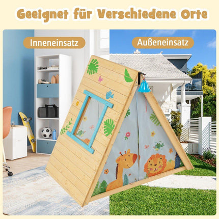 Kids' Playhouse with Climbing Wall, 115 x 77 x 100 cm