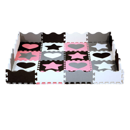 Kids' Playpen Puzzle Mat, Pink Hearts, 36 Pieces, 140x140cm