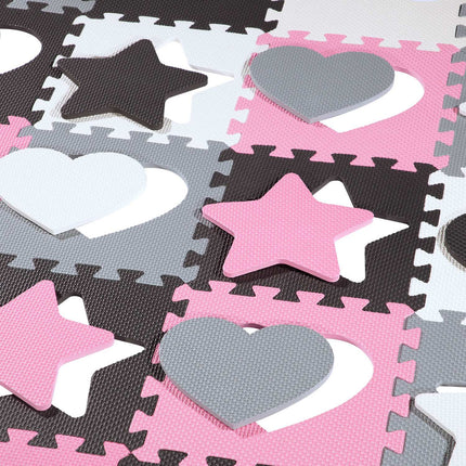 Kids' Playpen Puzzle Mat, Pink Hearts, 36 Pieces, 140x140cm