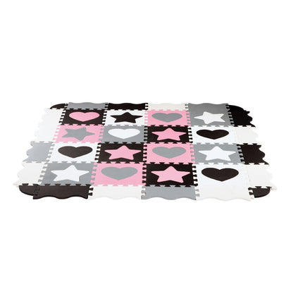 Kids' Playpen Puzzle Mat, Pink Hearts, 36 Pieces, 140x140cm