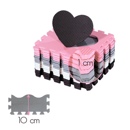 Kids' Playpen Puzzle Mat, Pink Hearts, 36 Pieces, 140x140cm