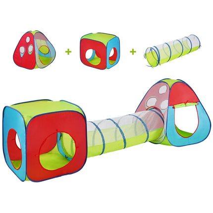 Kids Pop-Up Play Tent With Tunnel, 3-Piece, Carry Bag