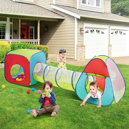Kids Pop-Up Play Tent With Tunnel, 3-Piece, Carry Bag