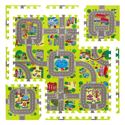 Kids' Puzzle Mat, Cars Design, 9 Pieces, 90x90cm