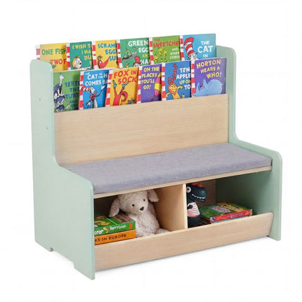 Kids Reading Nook Bench, Bookshelf and 2 Cubby Storage