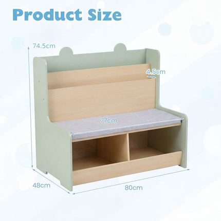 Kids Reading Nook Bench, Bookshelf and 2 Cubby Storage
