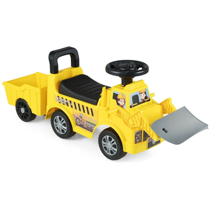 Kids Ride-On Car with Trailer & Scoop, Yellow, Storage