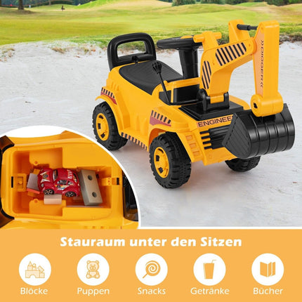 Kids Ride-On Digger with Adjustable Bucket & Storage