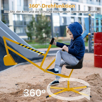 Kids' Ride-On Excavator with 360 Rotating Seat, Metal