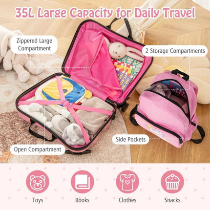 Kids Ride-On Luggage Set, 2-Piece Spinner Suitcase + Backpack