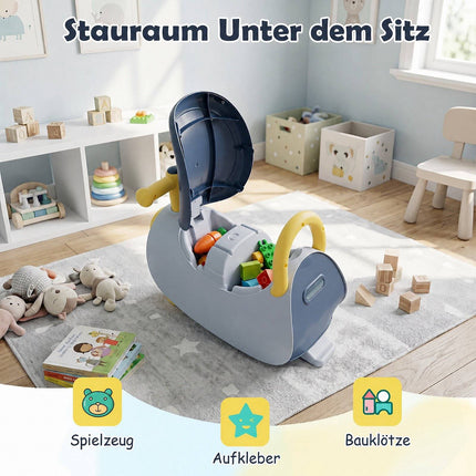 Kids Ride-On Push Car with Music & Storage, Blue, 18-36 Months
