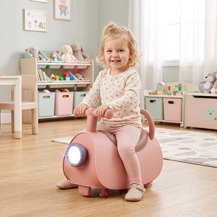 Kids Ride-On Push Car with Music & Storage – Pink