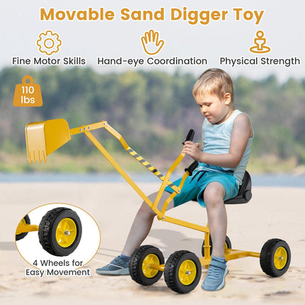 Kids Ride-On Sand Digger, 360 Rotating, 2-Hand Controls