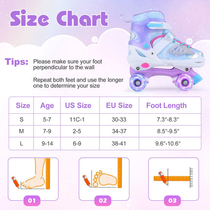 Kids Roller Skates, Adjustable, Light-Up Wheels, Ages 9-14, Blue