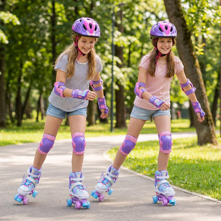 Kids Roller Skates, Adjustable, Light-Up Wheels, Ages 9-14, Blue