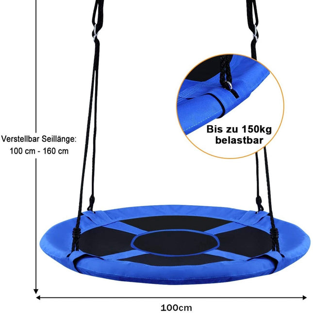 Kids Round Nest Swing, 100 cm, Adjustable Rope, 150 kg Capacity
