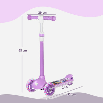 Kids Scooter with LED Wheels, Adjustable Height, Purple
