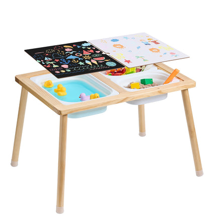 Kids Sensory Table, 3 Storage Bins, Double-Sided Top