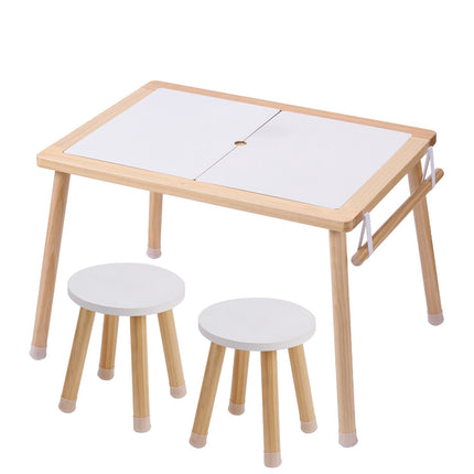 Kids Sensory Table Set With 2 Stools, Bins, Paper Holder