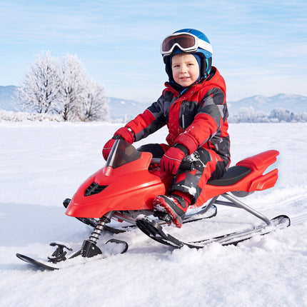 Kids Snow Racer Sled with Brakes & Steering, Red