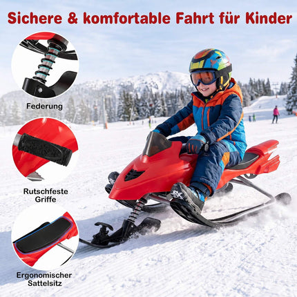 Kids Snow Racer Sled with Brakes & Steering, Red
