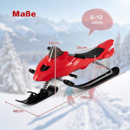Kids Snow Racer Sled with Brakes & Steering, Red