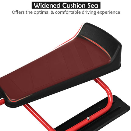Kids Snow Sled With Steering Wheel, Double Brakes, Pull Rope