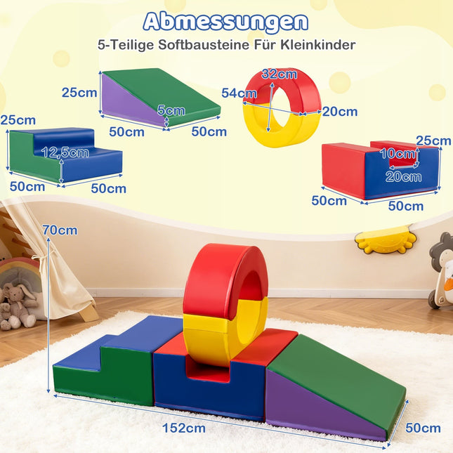 Kids Soft Climbing & Crawling Playset, 5-Piece, Multicolor