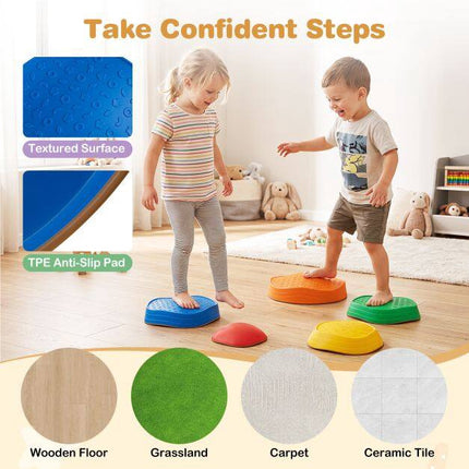 Kids' Stepping Stones, Crab Theme, Non-Slip, 5 Pieces