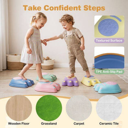 Kids Stepping Stones, Monster Theme, Anti-Slip, 6 Pieces
