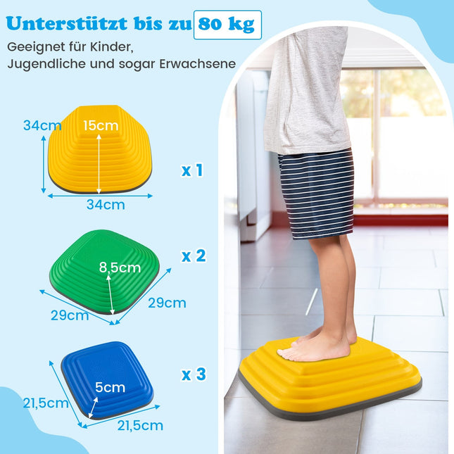 Kids Stepping Stones Set, Non-Slip, Supports Up to 80kg