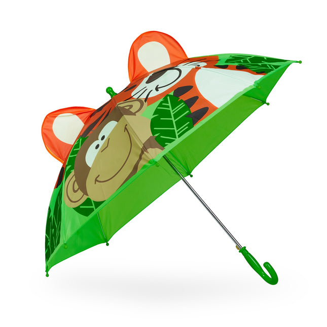Kids Stick Umbrella, Jungle Design, Monkey & Tiger