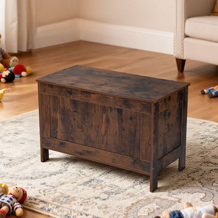 Kids Storage Bench Toy Box, MDF, Safety Hinge, Brown