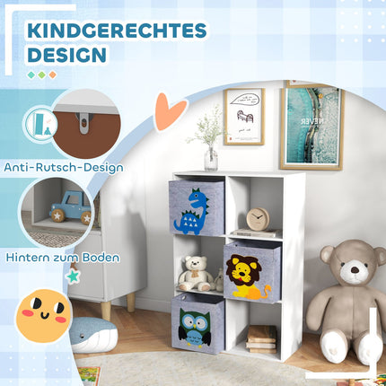 Kids Storage Shelf with Cubes and Drawers, MDF, White