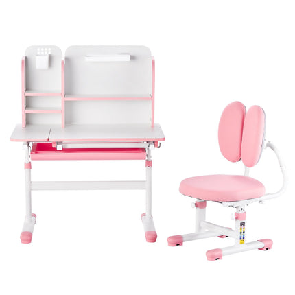 Kids Study Desk and Chair Set – Adjustable Tilt Top, Pink