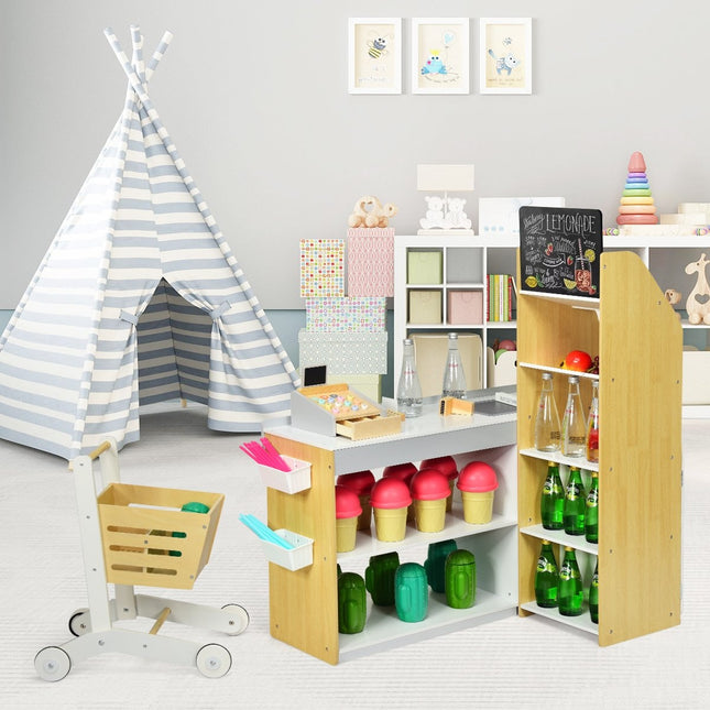 Kids' Supermarket Playset with Cart and Cash Register