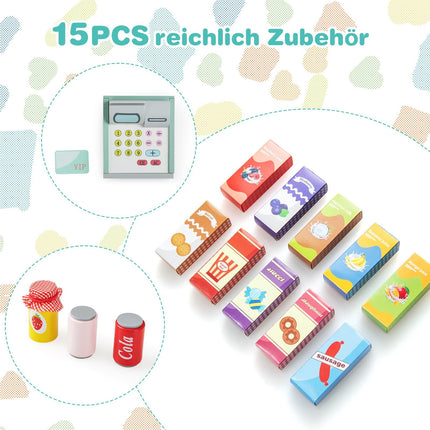 Kids Supermarket Playset with Cash Register & Vending Machine