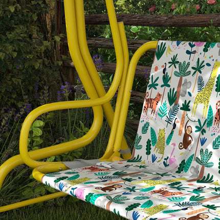 Kids Swing Seat with Adjustable Canopy, 2-Seater, Green