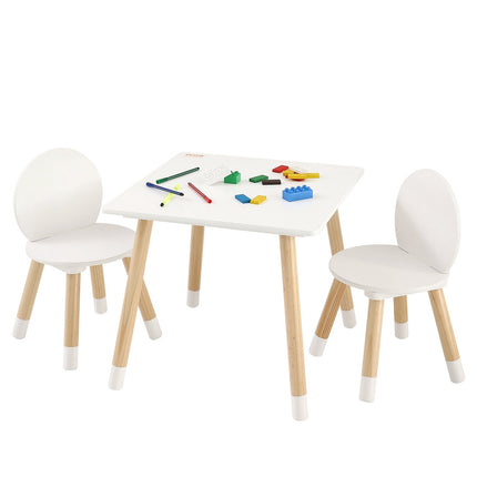 Kids Table and 2 Chairs Set, Pine Wood, Ages 2-8