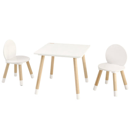 Kids Table and 2 Chairs Set, Pine Wood, Ages 2-8