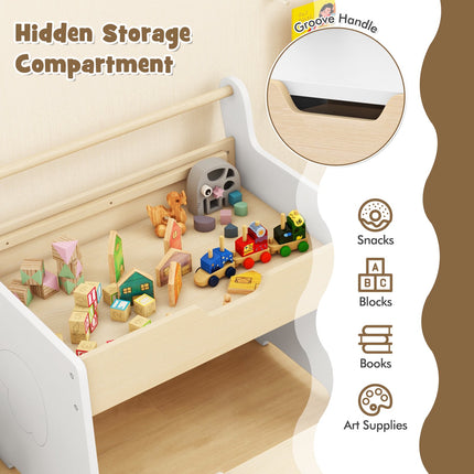 Kids Table and Chair Set – 2-in-1 Detachable Top, Chalkboard, Storage