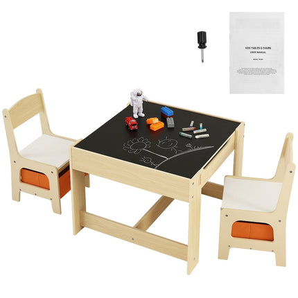 Kids Table and Chair Set, Wooden, Storage Boxes, Ages 2-8