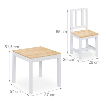 Kids Table and Chairs Set – Wooden 3-Piece Indoor Furniture