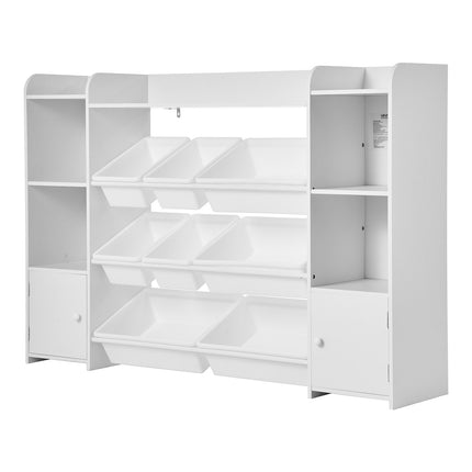 Kids Toy Storage Organizer, 4-Tier Bookshelf, 8 Bins, White