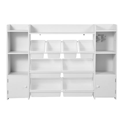 Kids Toy Storage Organizer, 4-Tier Bookshelf, 8 Bins, White