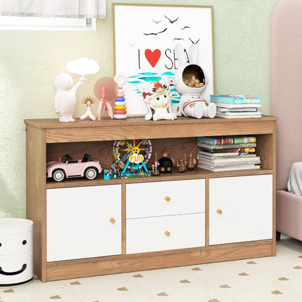 Kids Toy Storage Organizer with 2 Drawers, 2 Cabinets