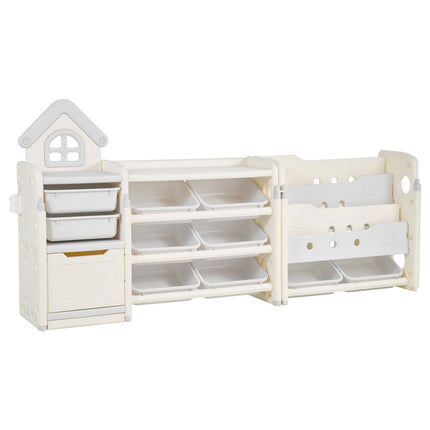 Kids Toy Storage Organizer with Bookshelf, 10 Bins