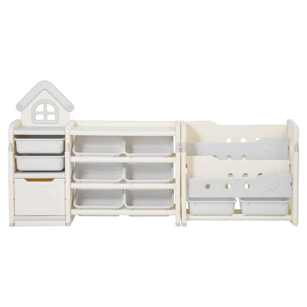 Kids Toy Storage Organizer with Bookshelf, 10 Bins
