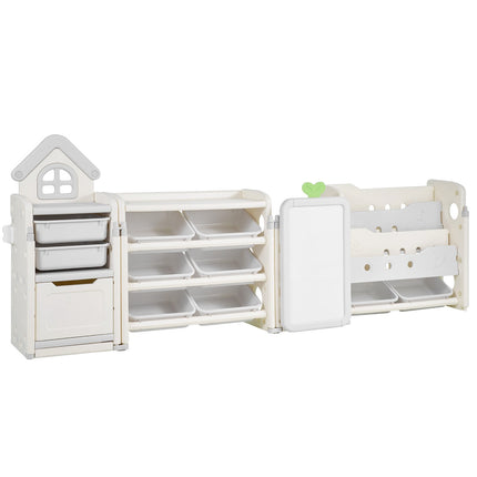 Kids Toy Storage Organizer with Bookshelf, 10 Bins, Drawing Board